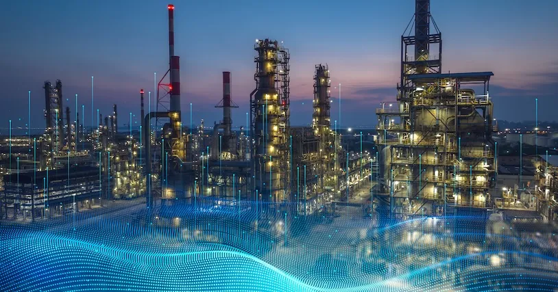 Oil refinery at night